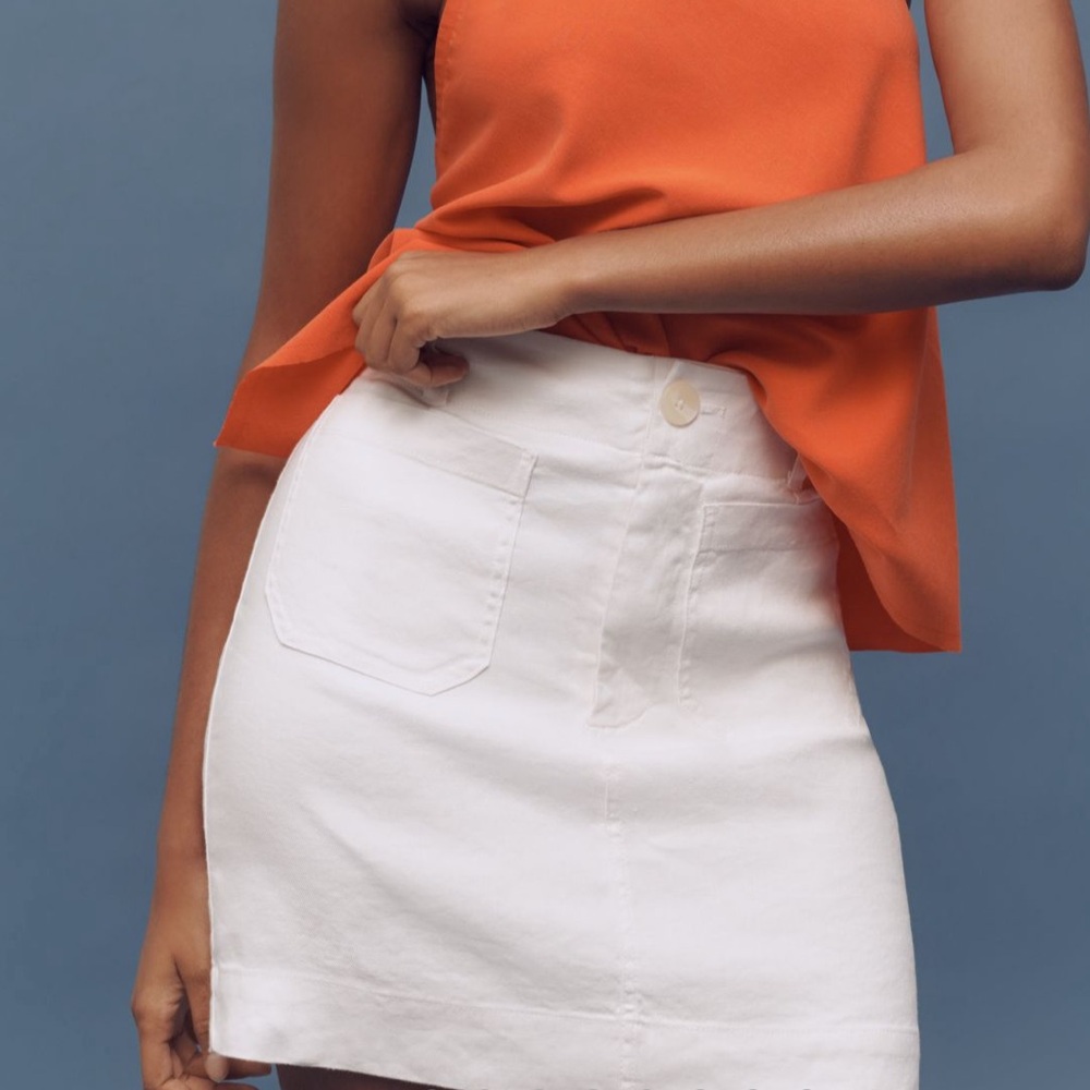 Anthropologie Maeve Colette European Linen White Mini Skirt